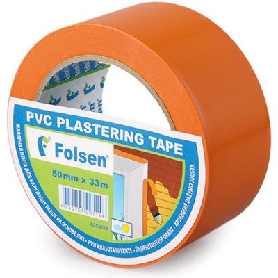 Купить дешево Лента малярная Folsen, скотч оранжевая 50 мм 33 м (0253350),