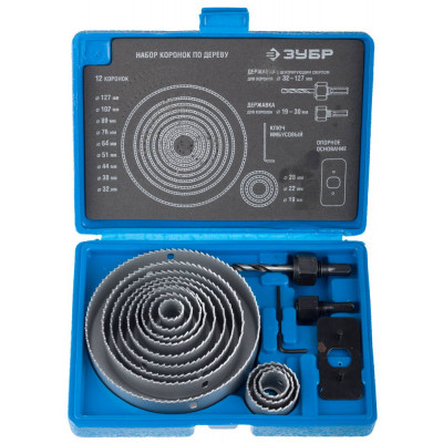 Купить дешево Набор коронок по дереву 12 коронок, 19-127 мм Зубр 29554-H15_z01