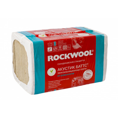 Rockwool Акустик Баттс Звукоизоляция 1000х600х100мм (3м2) уп/5 плит